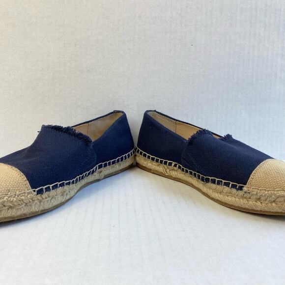 J. MCLAUGHLIN Shoes Espadrille Redding Canvas Flat Loafer Fringe Navy Tan 6.5 - Picture 9 of 10